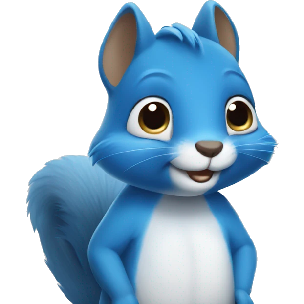 blue squirrel with smiley face emoji