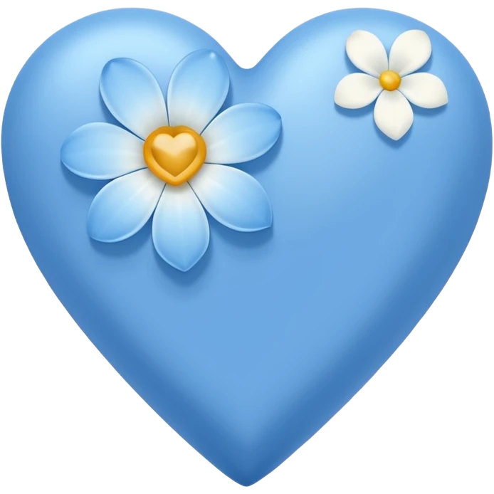 blue heart with one white flower emoji