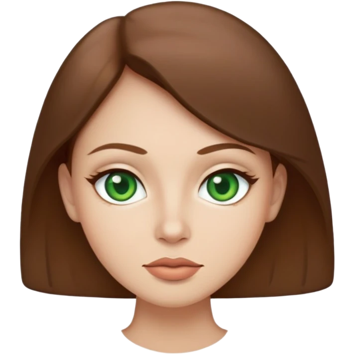 Me with brown hair green eyes and thin top lip and big bottom lip emoji