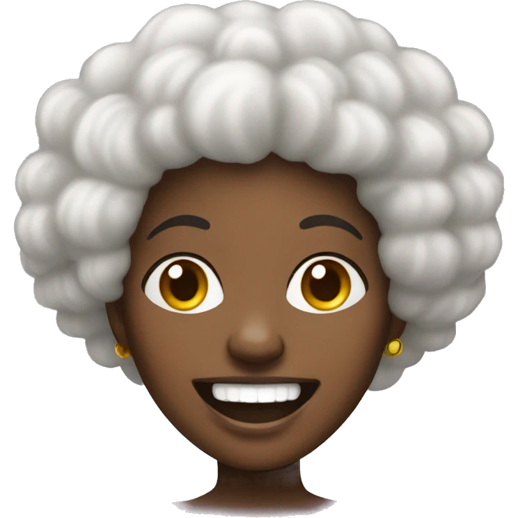 black lady with afro laughing  emoji