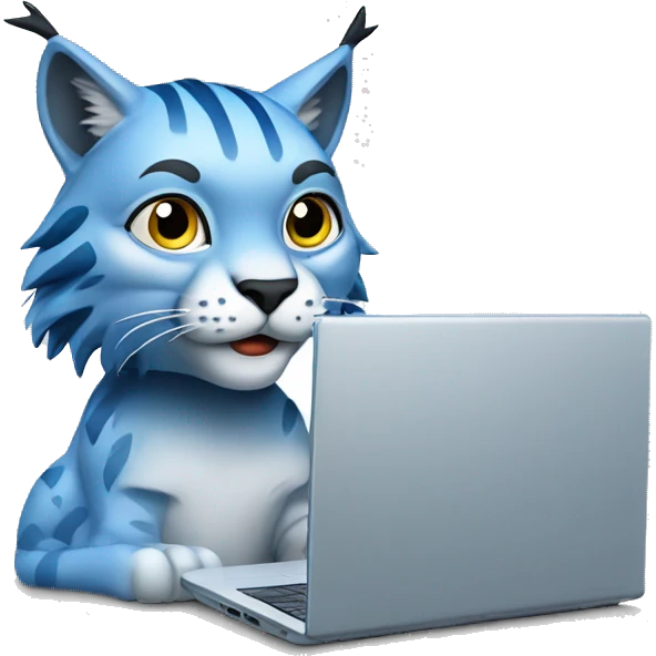 A blue lynx with a laptop emoji