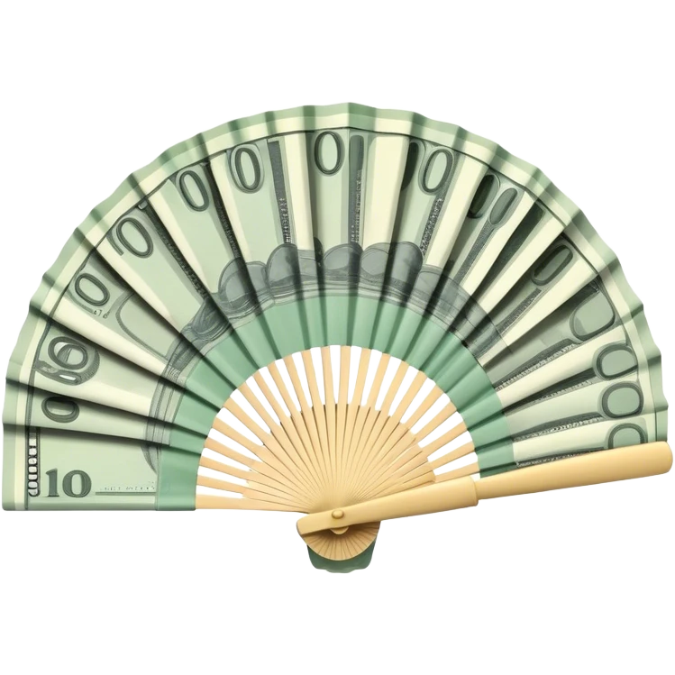 A hand-held money fan used for cooling off, crafted entirely from banknotes emoji