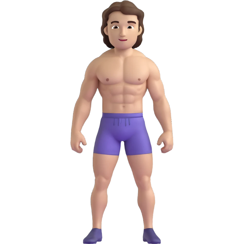 shirtless male athlete with white skin and wavy brown hair emoji