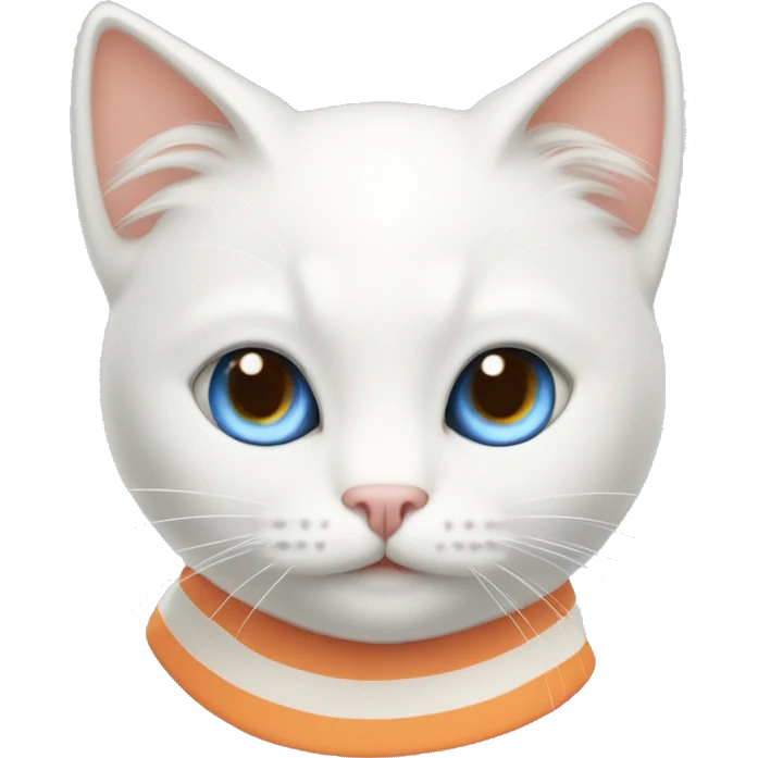 White cat, with blue eyes, peach ears, and an orange and white striped tail  emoji