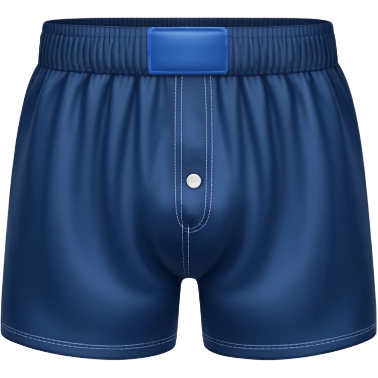 A 3D emoji of a pair of men’s boxer shorts in Apple style. The shorts are simple, mid-length, with elastic waistband, clean fabric texture, and solid color. Glossy, minimal Apple-style rendering, isolated on a white background.






 emoji