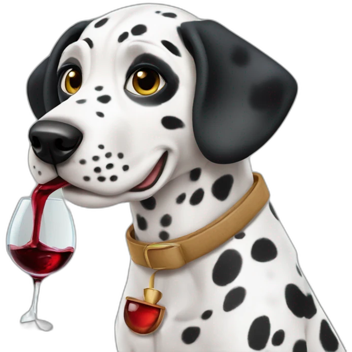dalmatian dog drinking wine emoji