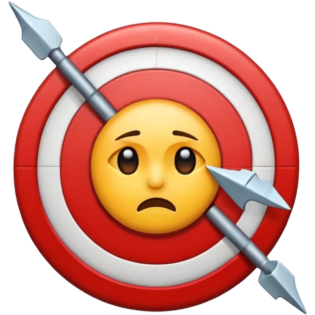 target with a crack or break, pain point concept, emoji style emoji