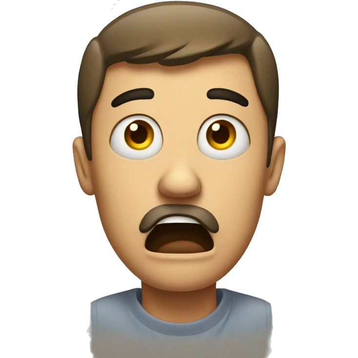 Frightened man with question mark emoji