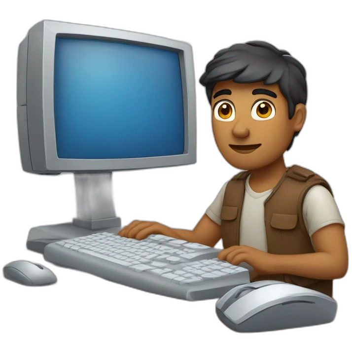 Indian white man with computer with taking lot of responsibility of work and family emoji