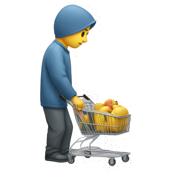 person looking sad, pushing an empty shopping cart emoji