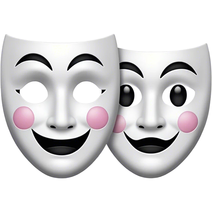 theater mask black and white happy and sad emoji