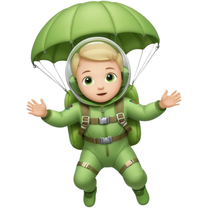 Skydiving baby with parachute and UFO green emoji