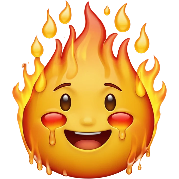 Generate an emoji that is on fire, laughing, crying, and melting at the same time. emoji