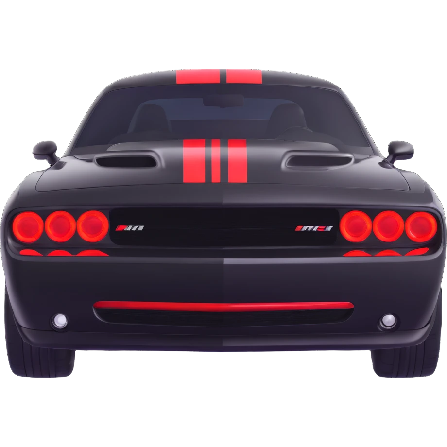 black Dodge Challenger with red front lights emoji