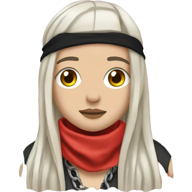Billie Eilish wearing a red bandana. emoji
