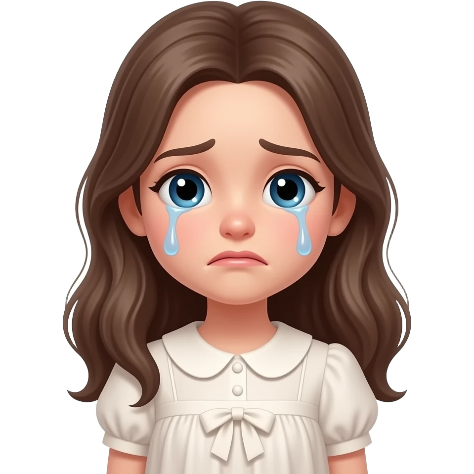 make a sad crying emoji of a girl with a dress emoji