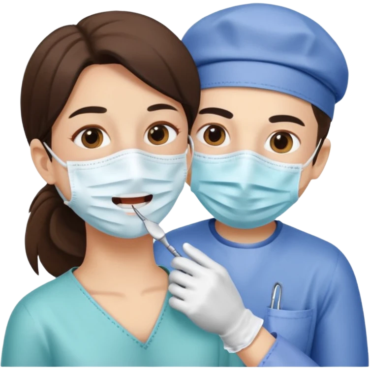 Dentist with patient teeth checkup  emoji