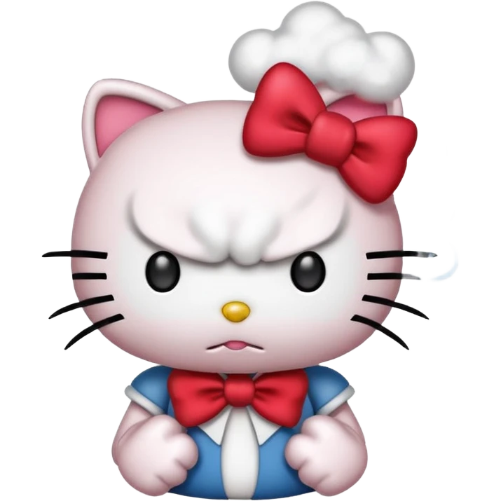 hello kitty with steam coming from ears, angry emoji