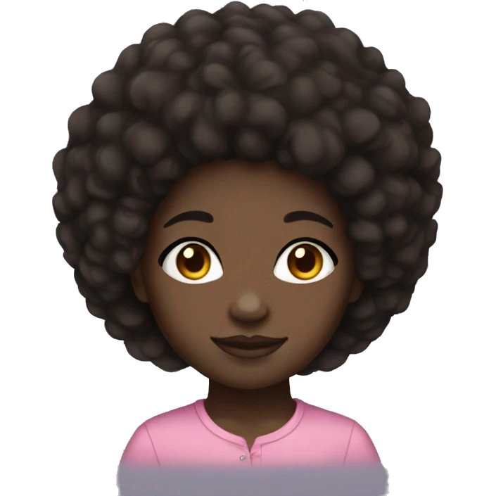 black skin girl afro hair and dark brown eyes emoji