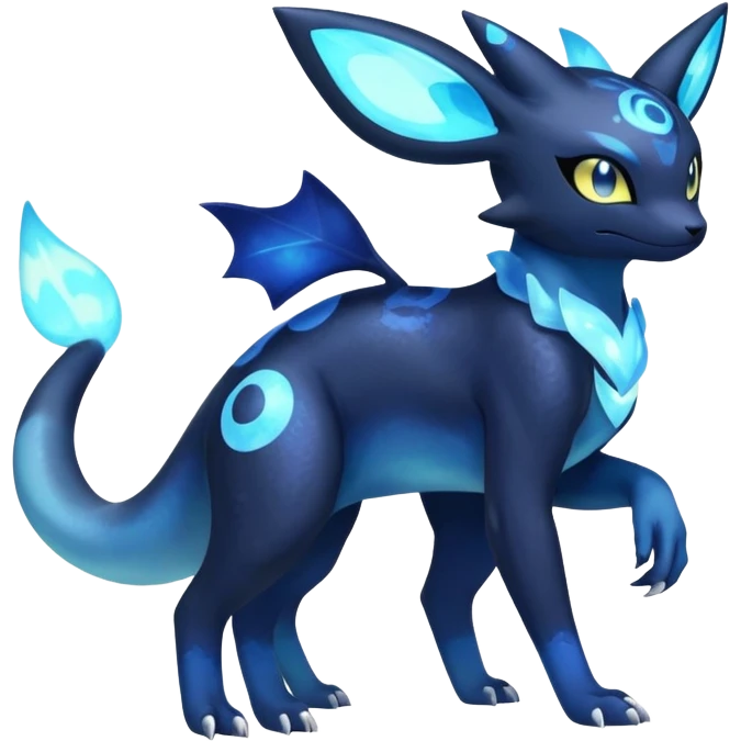 Nebulae Salandit-Meowstic-Umbreon-Fakémon-hybrid-creature (full body)  emoji