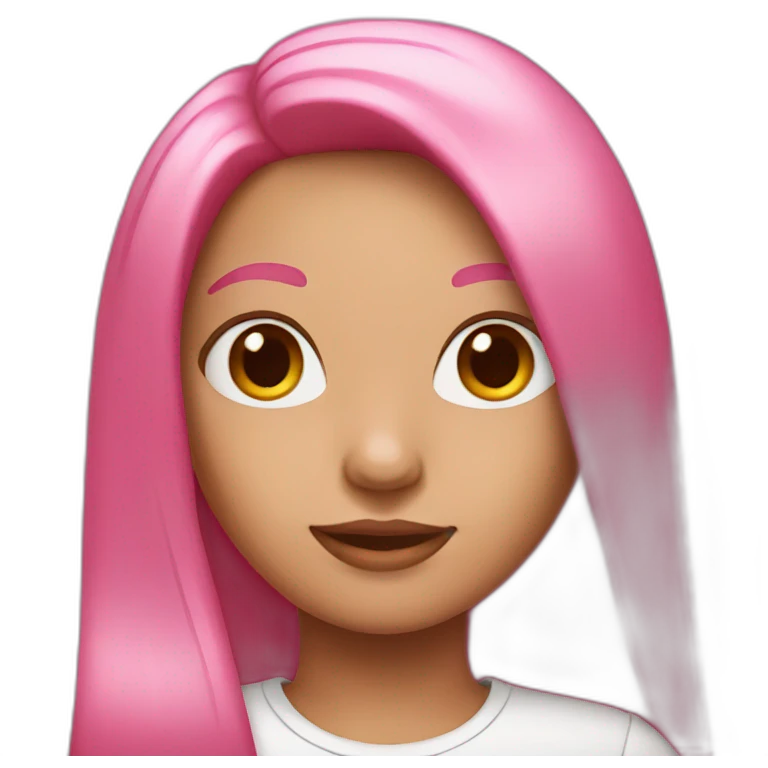 girl with long straight hair and pink hair emoji