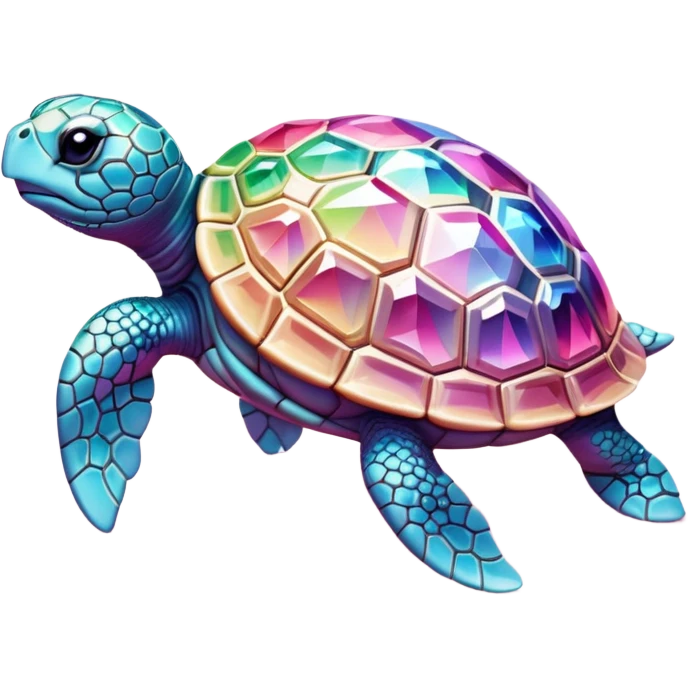Photorealistic turtle sculpted from sparkling pink diamond, intricate facets, rainbow light refraction, crystal clear texture, luxury jewelry aesthetic, studio photo.. emoji