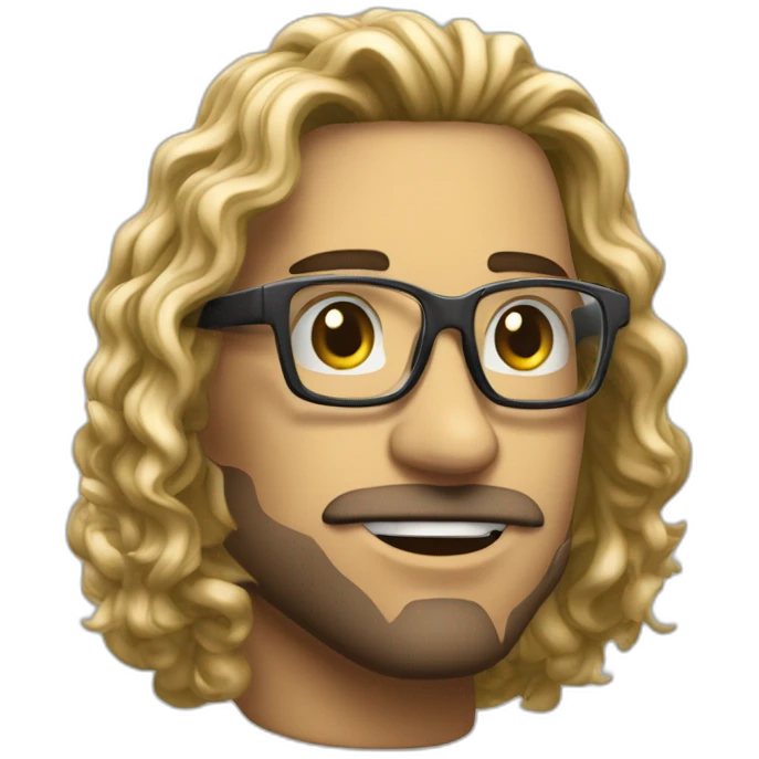 hombre negro pelo largo rizado mechas rubia gafas metalicas emoji