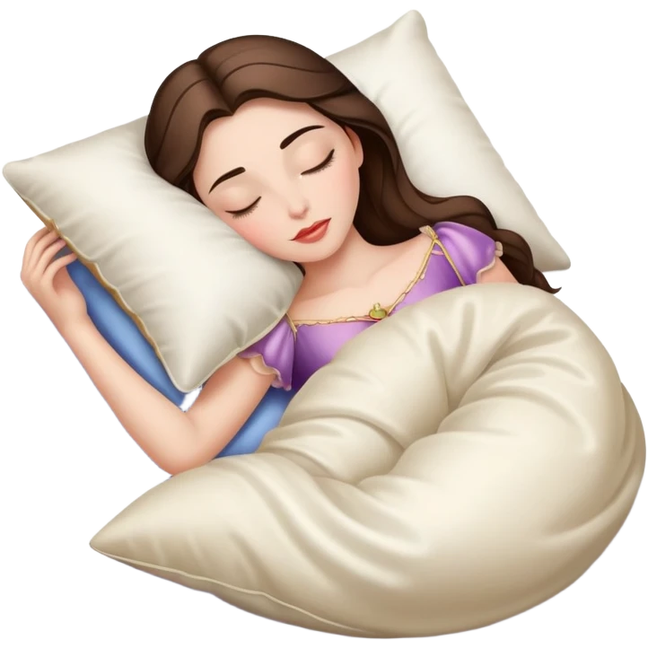 sleeping beauty brunette white girl with a silk pillow emoji