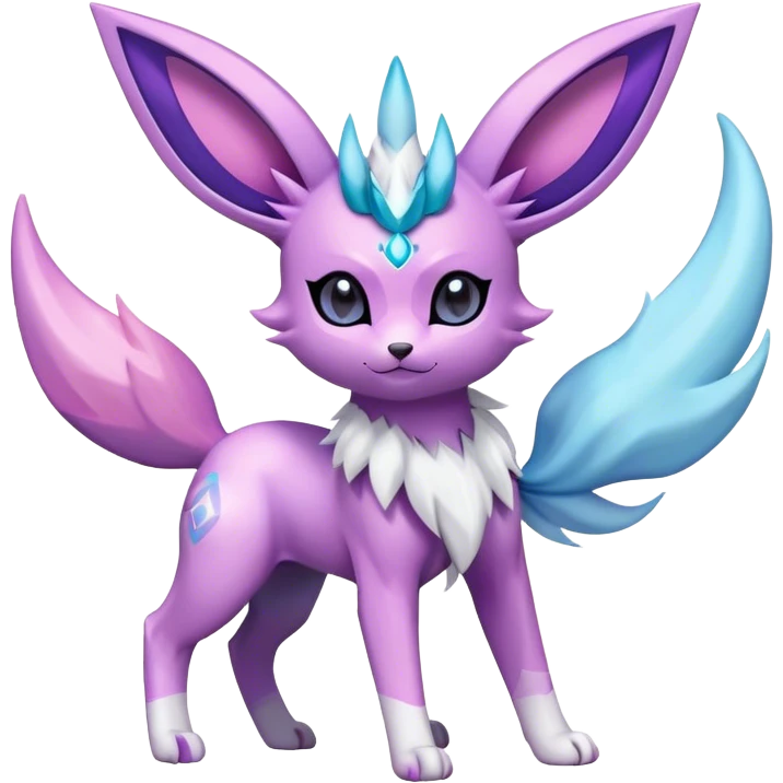 Futuristic Fluffy Celestial Glaceon-Espeon-Sylveon-Umbreon-hybrid, full bod emoji
