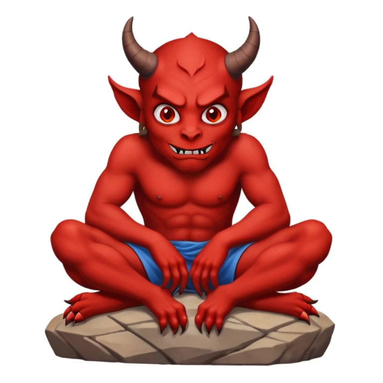 Devil sitting on a ledge looking over his shoulders  emoji