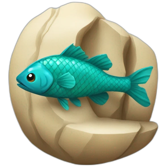 un poisson serpent sous une grosse pierre emoji