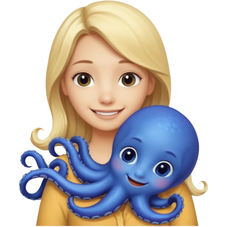 Pulpo abrazando a chica rubia emoji