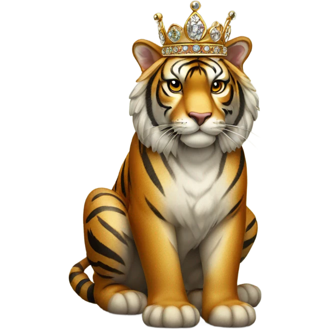 Tiger wearing a crown  emoji