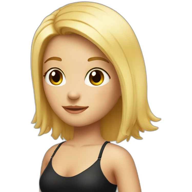 A blond girl with a black short bikini emoji