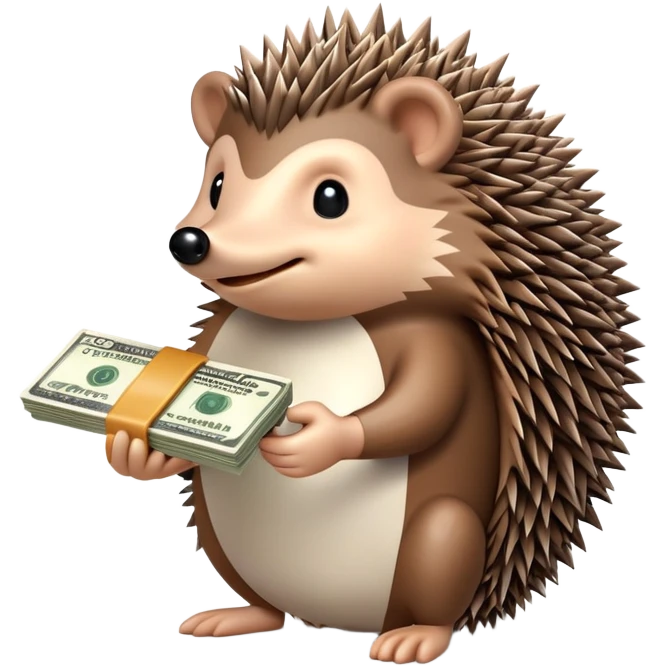 hedgehog with money emoji