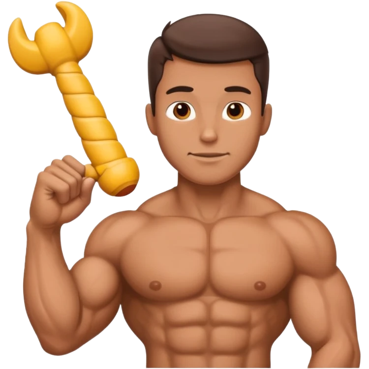 Buff naked male with a large dick in hand emoji