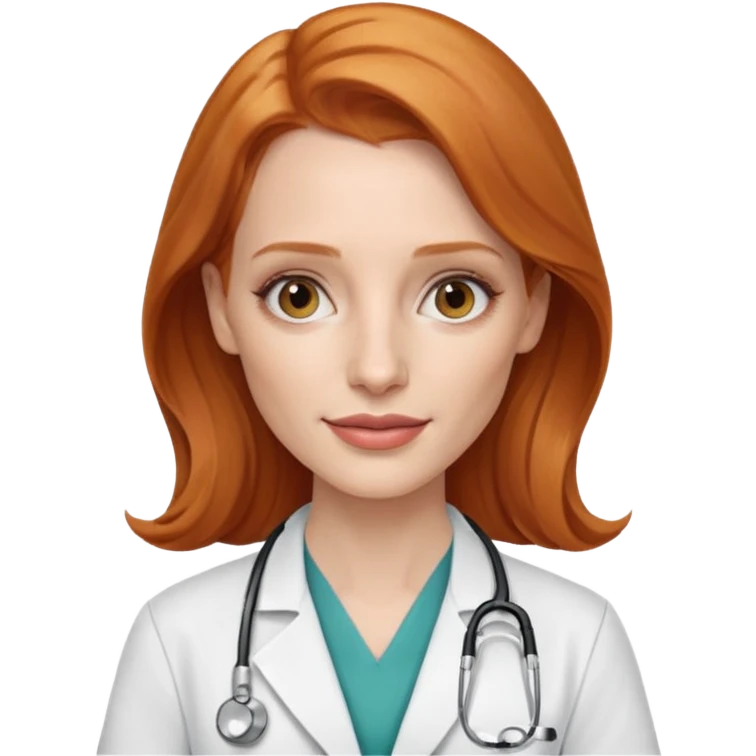 Jessica Chastain, as a dcotor emoji