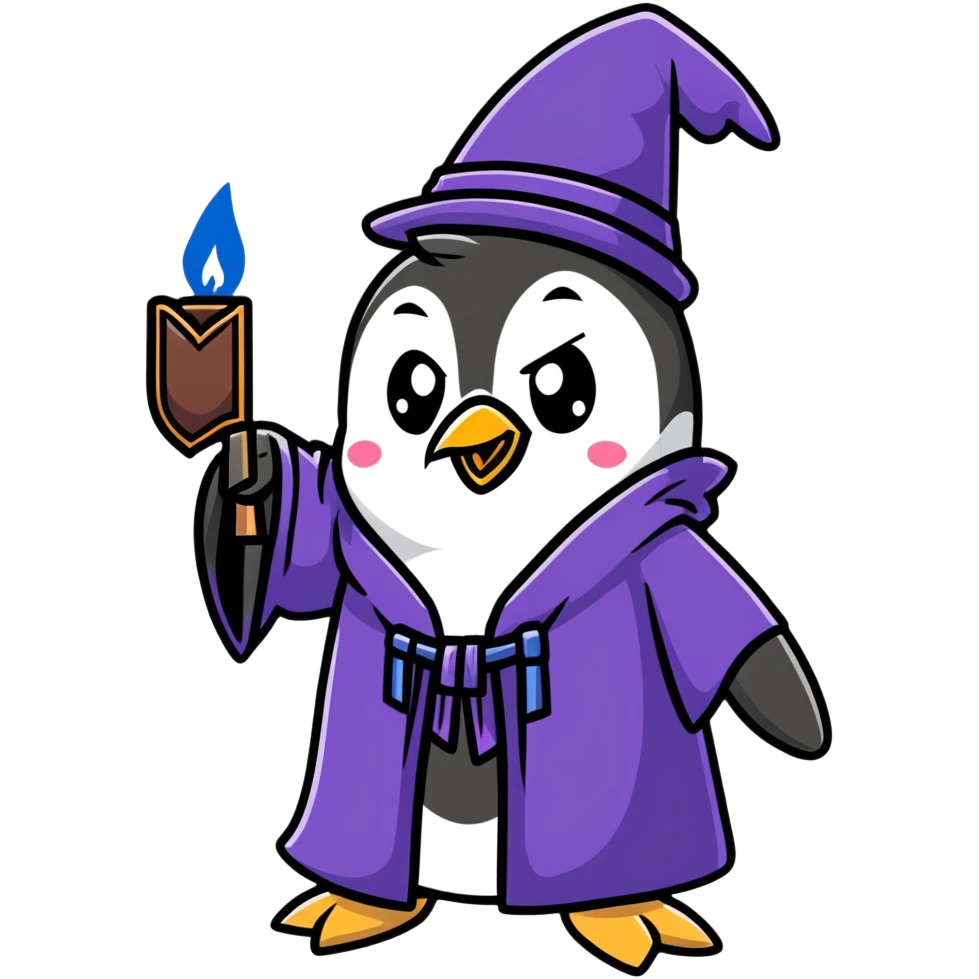penguin casting magic spells emoji