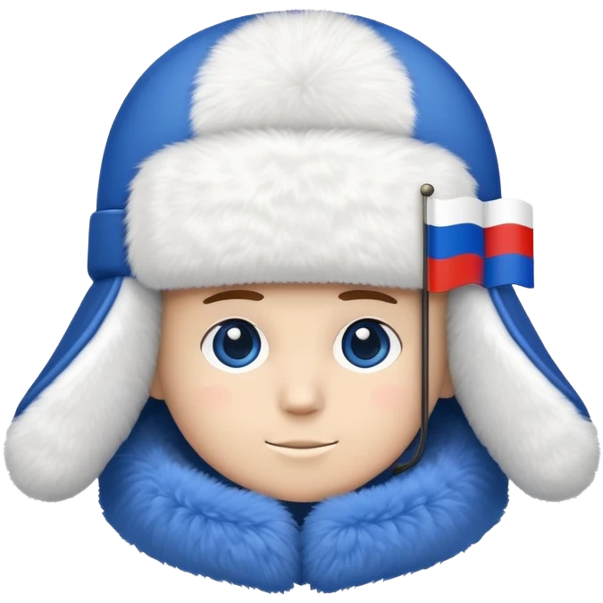 white ushanka winter hat with Russian tricolor flag (white, blue, red) prominently displayed on the front emoji