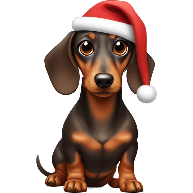 dachshund dog wearing Santa hat emoji