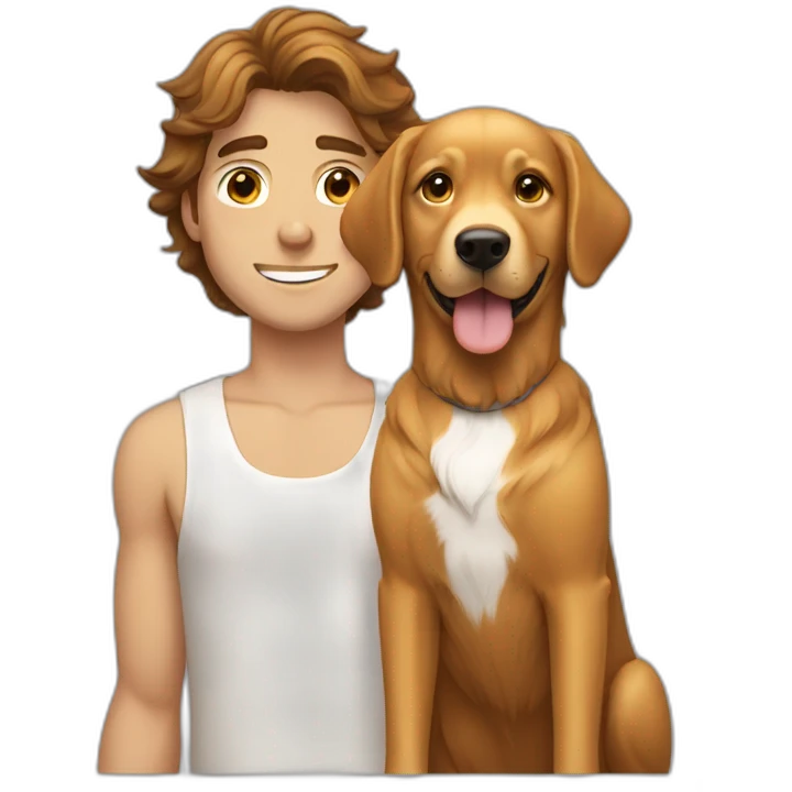 brown haired guy with golden retriever emoji