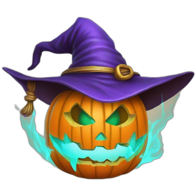 jack-o-lantern wearing wizard hat emoji