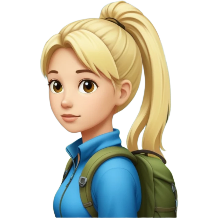 blonde girl with high pony tail hiking in the woods emoji