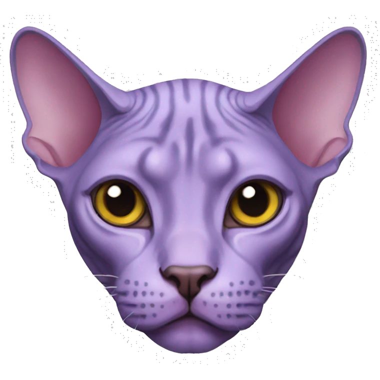 Purple sphynx cat head emoji