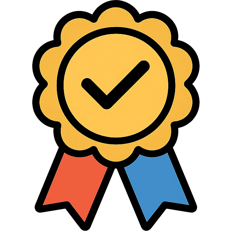 vector icon of a must have with gold and colorful elements, elegant and minimalist flat design, isolated on white background, award badge style, 2D flat vector, trending icon look, soft shadows, no text, perfect for commercial use emoji