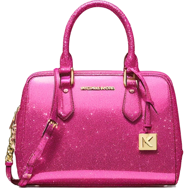 Realistic ultra pink glitter michael kors satchel purse. emoji