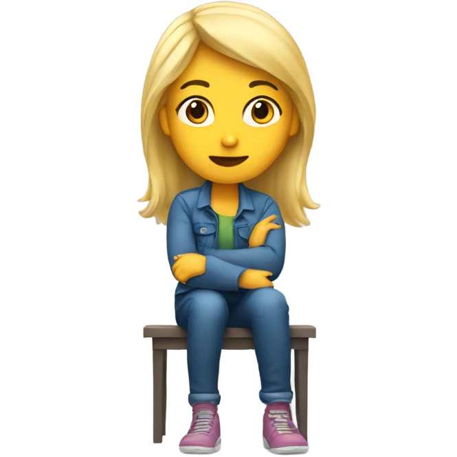 blonde girl sitting solo emoji