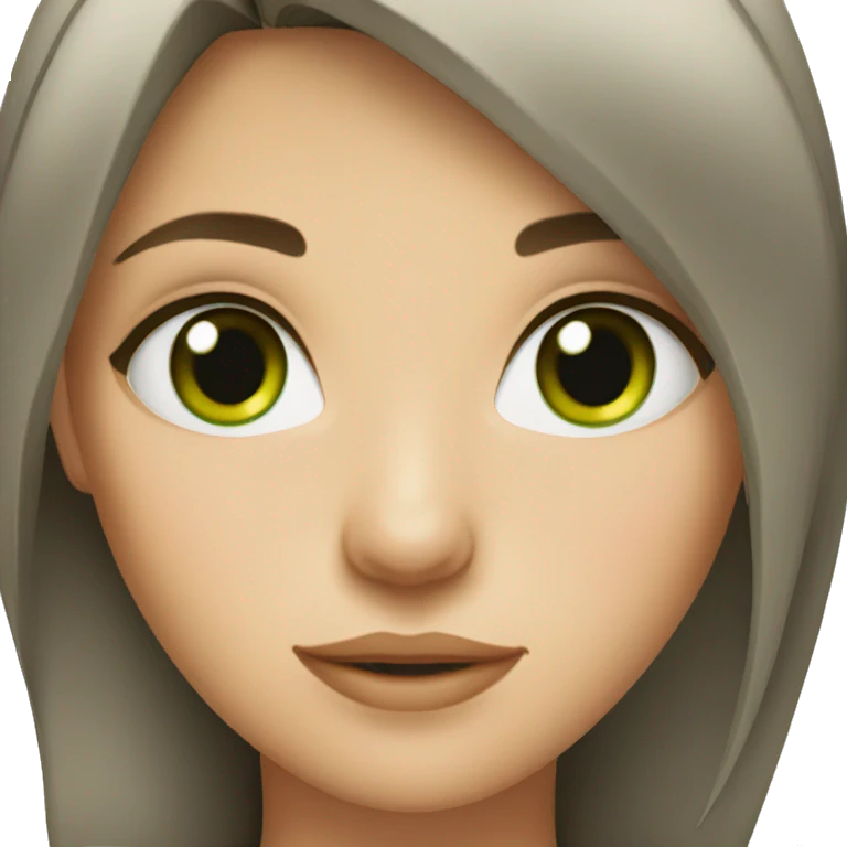 Girl with brunette middle cut and green eyes  emoji