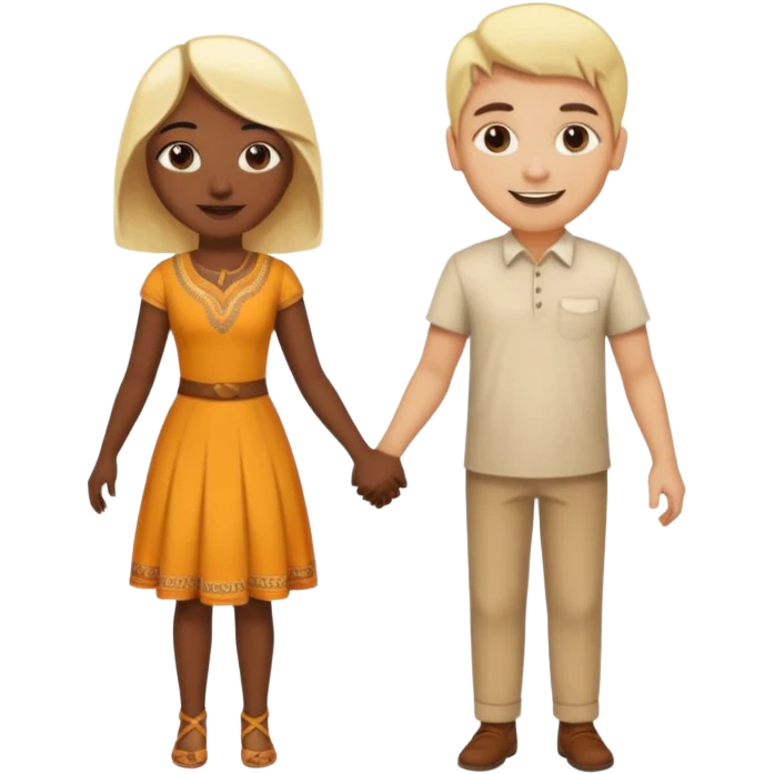 Indian man and blonde woman holding hands emoji