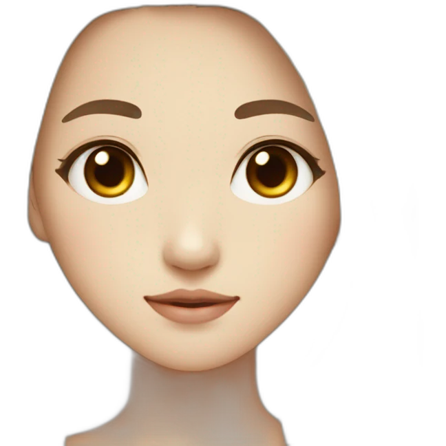 Korean girl with long hair and brown eyes and freckle on right cheek emoji